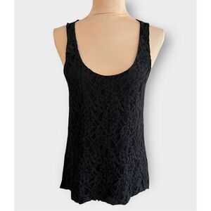 Vintage Area Women’s Medium Black Lace Detail Sleeveless Tank Top Blouse